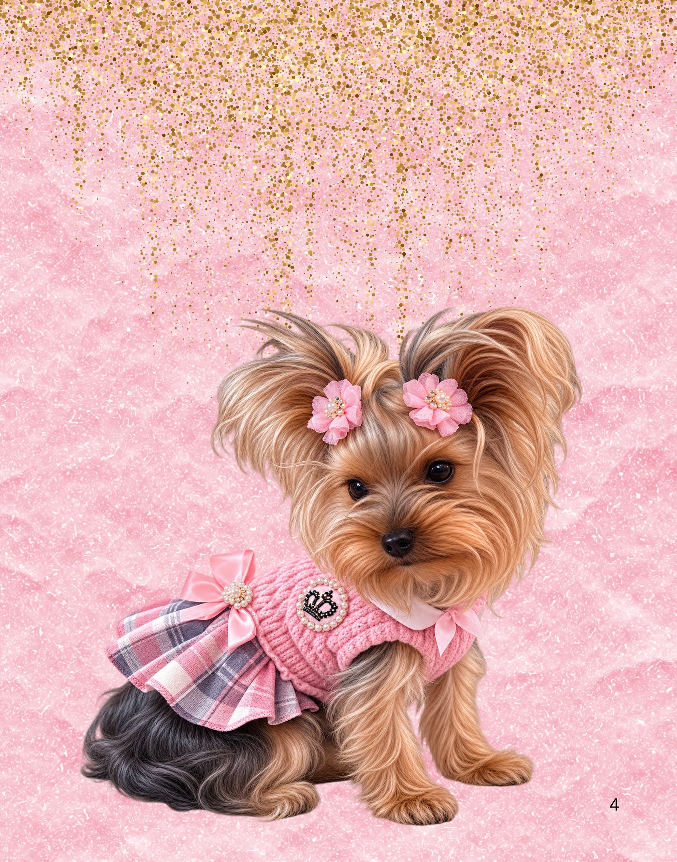 Pink Yorkshire Terrier Printable Wall Art Bundle-4 Designs/Cute Puppy Decor Digital Download